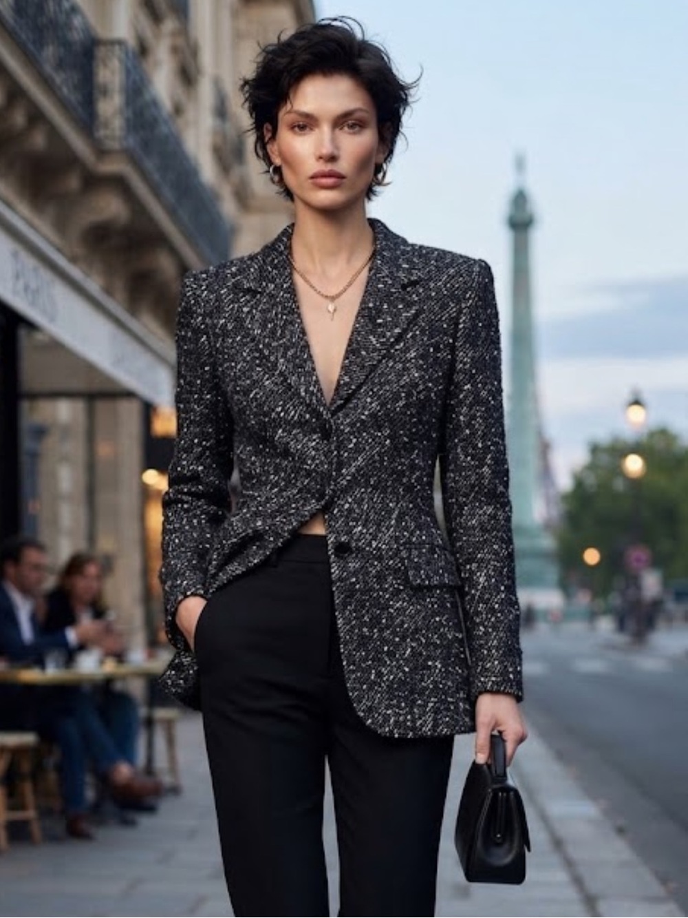 Vintage Ellen Tracy Linda Allard Black White Textured Blazer